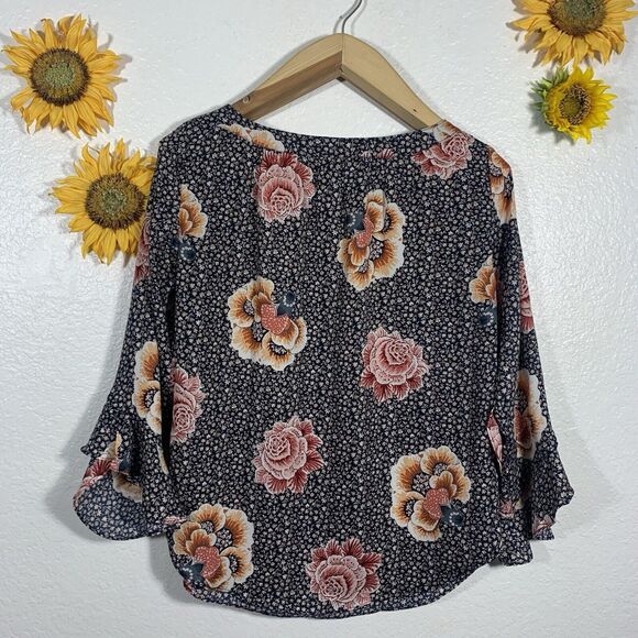 Loft Outlet Floral Ruffle 3/4 Sleeve Blouse Size XS Women’s - Picture 3 of 6
